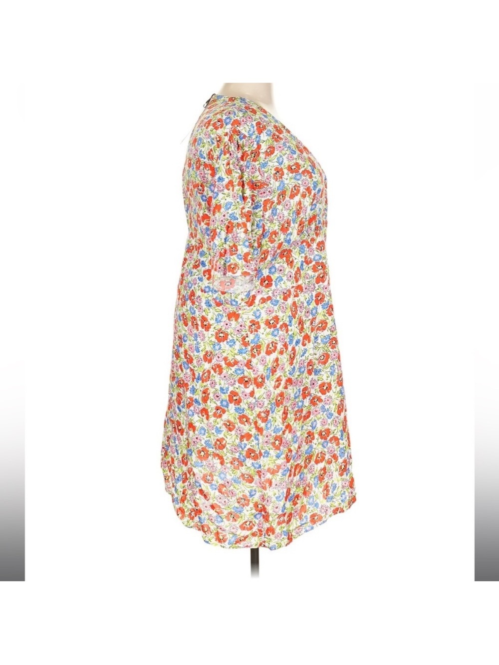Nobody’s Child Alexa Floral Mini Dress Button Front Red Blue Size 20 - Picture 5 of 8